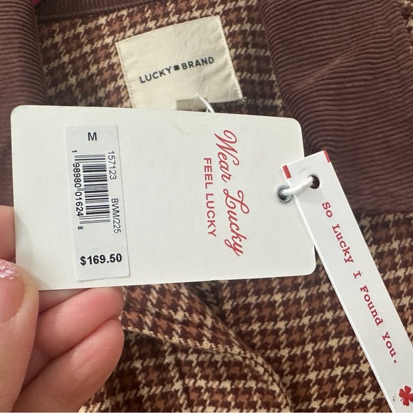 Lucky Brand Women's M Cropped Utility Jacket Houndstooth Brown Corduroy Collar - Picture 5 of 7